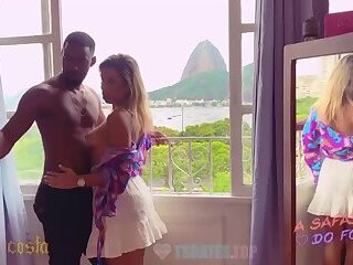 Hot brazilian couple fucking at the window with the view of Rio