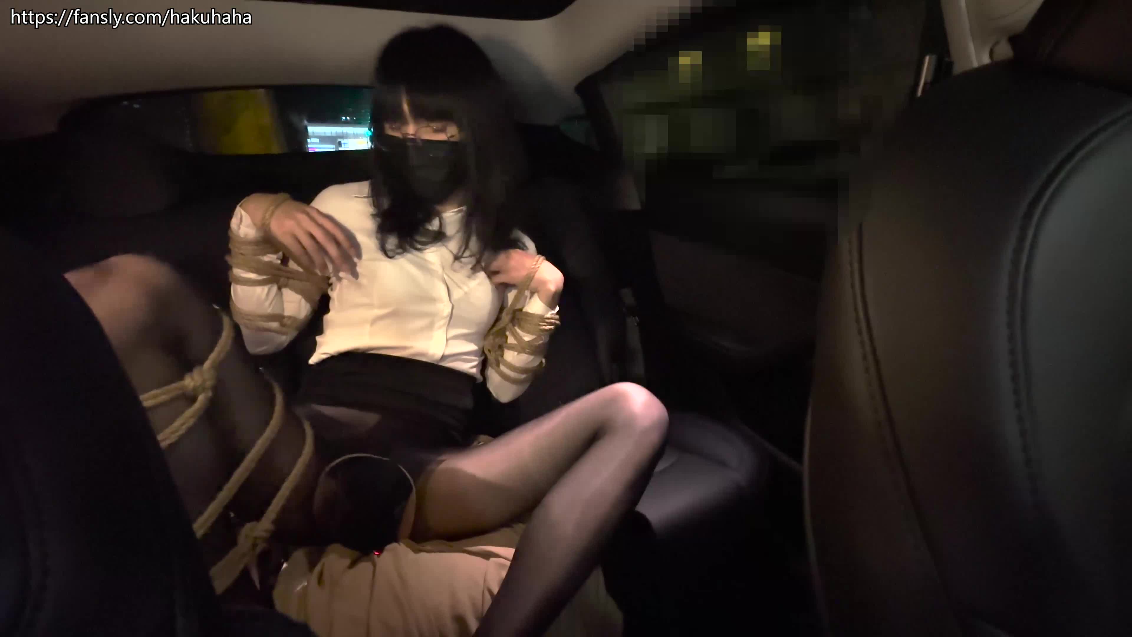 Bondage in the car, take sissy for a ride with vibrator